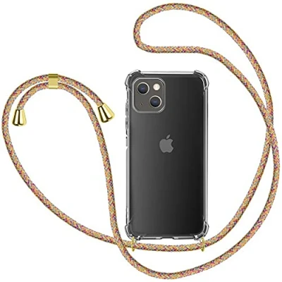 Immagine di XTCASE Cover per iPhone 13 con Cordino, Trasparente Custodia Laccio Collo Tracolla Corda Cinghia, Ultra Sottile Morbido TPU Silicone Antiurto AntiGraffio Case, Colorato