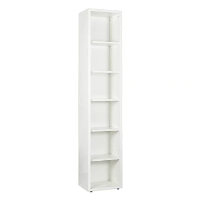 Immagine di Composad Libreria Alta della Linea DISEGNO Con 5 Ripiani Regolabili, Scaffale, Mobile Colonna, (LxAxP) 44x217,50x35,70 cm, Colore Bianco Laccato, Studio, Soggiorno, Ufficio, Made in Italy
