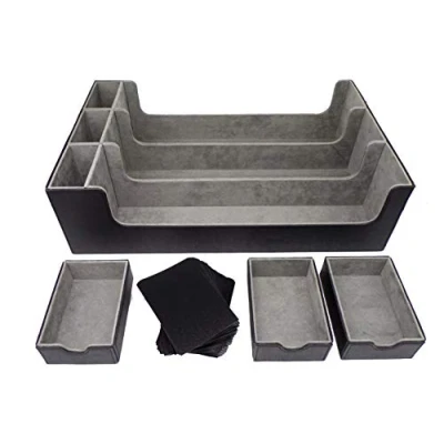 Immagine di docsmagic.de Premium 3 Row Trading Card Storage Box Black + Trays &amp; Divider MTG PKM YGO Carte da Collezione Scatola di Immagazzinaggio Nero