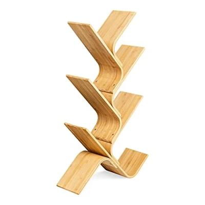 Immagine di Navaris Libreria ad Albero in Bambù Scaffale Legno 6 Ripiani Mensola Portalibri 108x59x20 cm Porta Oggetti Casa Ufficio Studio