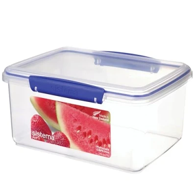 Immagine di Sistema KLIP IT contenitore rettangolare per alimenti , 3 L, impilabili ed ermetici con coperchio, trasparente/blu