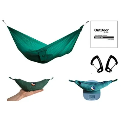 Immagine di Ticket to the Moon Ultralight, Fair Trade &amp; fatto a mano &quot;Lightest Hammock&quot; VERDE FORESTA per viaggi, campeggio e uso quotidiano, 3.2 * 1.4m, 228g, Nylon di seta paracadute, Installazione &lt; 1min