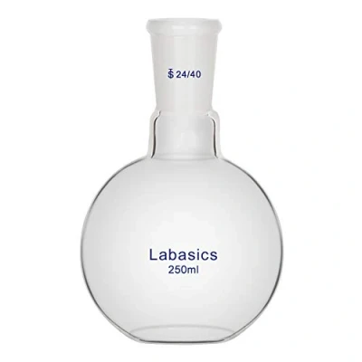 Immagine di Labasics 250ml Vetro Pallone laboratorio a Fondo Piatto Collo Singolo, Single Neck Flat Bottom Boiling Flask Matraccio da con Giunto Esterno Conico Standard 24/40