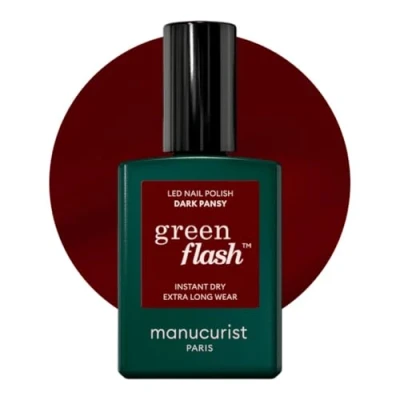 Immagine di Manucurist Smalto semipermanente rosso bordeaux Green Flash Dark Pansy per unghie gel 12 free, bio based (84%) Made in France 15 ml