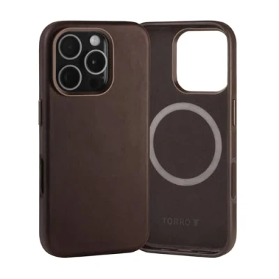 Immagine di TORRO Cover Compatibile con iPhone 16 Pro Custodia Sottile in Pelle Premium MagSafe (Marrone Scuro)