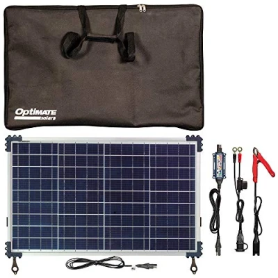 Immagine di OptiMate Solar Duo 40W Travel Kit, TM522 D4TK, Caricatore e mantenitore Solare ermetico di Carica con Recupero Batteria a Sei Fasi da 12V / 12.8V 3.33A