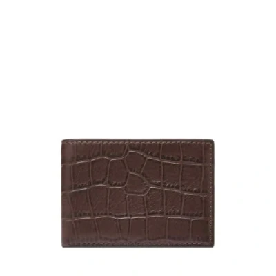 Immagine di Fossil Derrick Set di portafogli in pelle o poliestere per uomo, 11.43 cm L x 1.27 W 7.62 H, Marrone