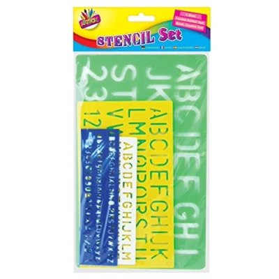 Immagine di Artbox 4 stencil con lettere e numeri, fai da te