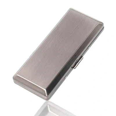 Immagine di Portasigarette in metallo signore e signori, clip a molla bifacciale portatile, contiene fino 10/20 pacchetti di sigarette da 100, per auto riempite (10pcs 100&#039;s, Silver antico)