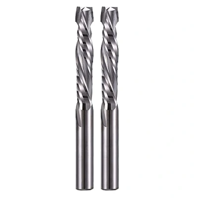Immagine di EU_HOZLY fresa a spirale Up&amp;Down Compression Bit diametro di taglio 6 mm, codolo lunghezza 32 CNC per intaglio del legno, incisione, 2 pezzi