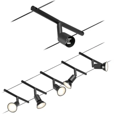 Immagine di PAULMANN 94446 Sistema di illuminazione completo su cavo GU5.3 Nero (opaco), Cromo