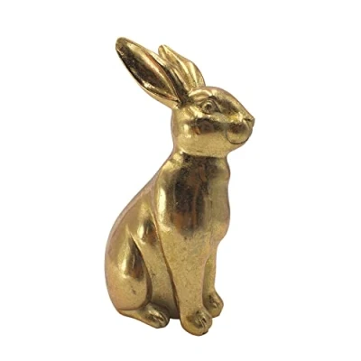 Immagine di Dekohelden24 Coniglio d&#039;oro in poliresina, coniglietto pasquale, decorazione dimensioni: 9 x 5,5 16 cm, piccolo