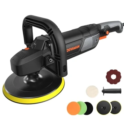 Immagine di PLS03A lucidatrice a tampone, doppia azione da 1500W, orbitale casuale 180mm/150mm, 6 velocità variabili 600 3000 giri/min, kit per lucidatura auto dettagli