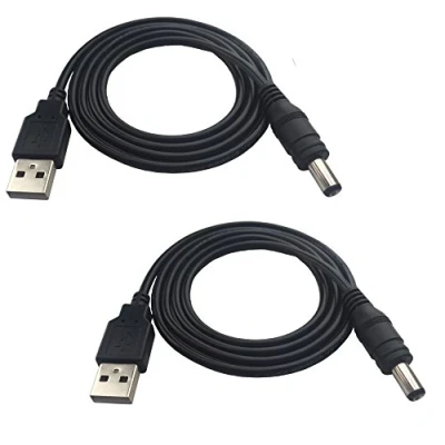 Immagine di DZYDZR 2 cavi di alimentazione da 5 V USB A DC 2,5 mm/5,5 mm cavo adattatore 1 m/3 ft nero