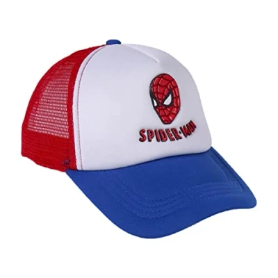 Immagine di Cappello con Visiera Curva di Spiderman Tricolore da 4 e 8 Anni Stampa Adesiva della Collezione Berretto per Bambini Strappo sul Retro Regolabile Prodotto Originale Ideato in Spagna