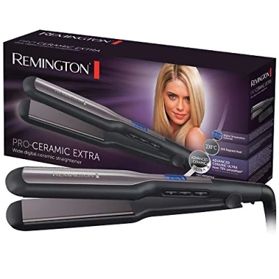 Immagine di Remington piastra per capelli Larga: Piastre Extra larghe da 45 mm: Specifica spessi, crespi, ricci e molto lunghi Display LCD, 150 230C, Pro Ceramic S5525