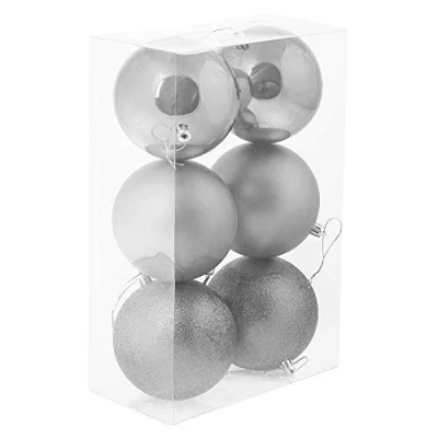 Immagine di SPRINGOS Palline per albero di Natale, infrangibili, glitter, opache, lucide, decorazioni natalizie, 6 pezzi