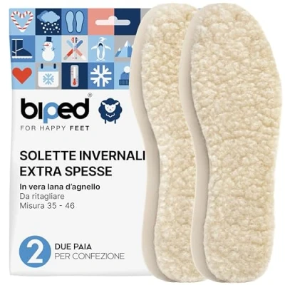 Immagine di biped 2 paia di Solette in lana d&#039;agnello extra spesse vera riscaldanti per uomo e donna z1015(47)