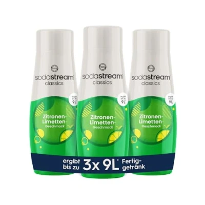 Immagine di SodaStream Sciroppo 3 lime al limone, 1 flacone da 9 litri di bevanda pronta, preparato in pochi secondi e sempre fresco, x 440 ml