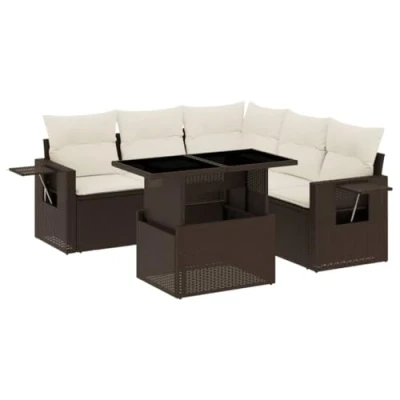 Immagine di vidaXL Set Divano da Giardino 6 pz con Cuscini Marrone in Polyrattan