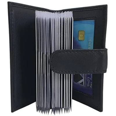 Immagine di XXL Pelle di vitello porta carte credito con 22 scomparti MJ Design Germany protezione RFID e NFC (Nero)