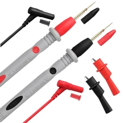 Immagine di ULTRICS Puntale Multimetro, 1000V 10A Kit Sonda per Multimetro con 2 Clip Coccodrillo e Punte Nichelate, Cavo di Prova Universale Compatibile Tester Elettrici/Multimetri