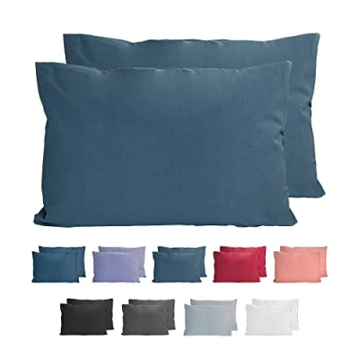 Immagine di Komfortec Set di 2 federe per cuscino in 100% cotone, 40 x 60 cm, super morbide, 150 g/m², colore: petrolio