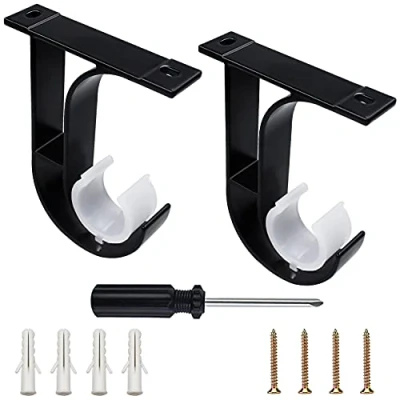 Immagine di Supporto Bastone per Tende Staffa da Soffitto Supporti Bastoni 2 PCS Staffe Appendere i al 28mm Nero