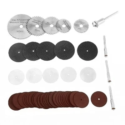 Immagine di 55pcs Set Accessori per Smerigliatrice,Levigatura/Lucidatura/Rettifica Dremel Grinder,Lame circolari seghe e da taglio HSS, Kit di utensili abrasivi mandrini rotanti