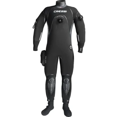 Immagine di Cressi Desert Man Dry Suit 4mm HD Muta Stagna per Immersioni in Neoprene Precompresso Hight Density da 4mm, Nero/Grigio, M