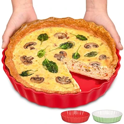 Immagine di Stampo per Torta in Ceramica ø 28 cm Con Rivestimento Antiaderente Resistente ai Tagli e Graffi Facile da Pulire (Rosso)