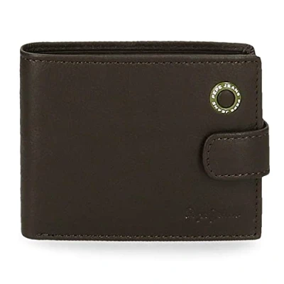 Immagine di Pepe Jeans Badge Portafoglio orizzontale con chiusura a click marrone 11 x 8,5 1 cm pelle, marrone, scatto
