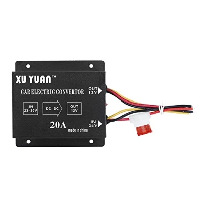 Immagine di Riduttore di potenza da 24v a 12V + Reminnbor Inver Trasformatore Step Down Tensione per Invertitore Autocarri Auto CC 12V(20A/240W)
