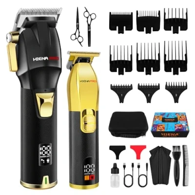 Immagine di HIENA PRO set di tagliacapelli professionale per uomini, kit barber taglio capelli, e tagliacapelli, con indicatore LED USB ricaricabile