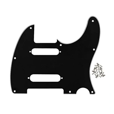 Immagine di IKN 8 Hole SS Pickguard della chitarra anteriore piatto graffiatura con viti di montaggio per standard TL Nashville Style, 3 Ply nero/bianco/nero
