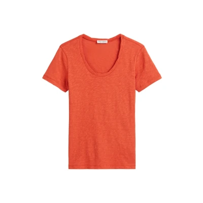 Immagine di Marc O&#039;Polo DEEP Round NECK Twisted Tshirt basic, Donna, Taglia: XXS, Burnt red