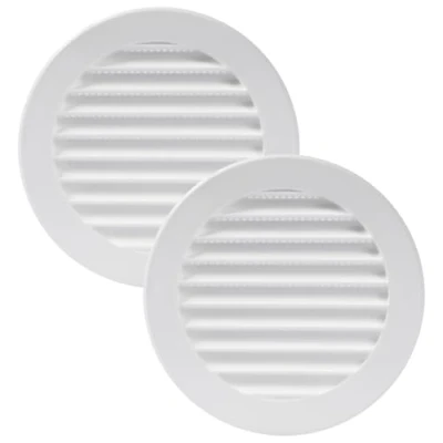 Immagine di Vent Systems 10,2 cm Confezione da 2 Copertura bianca per presa d&#039;aria feritoie rotonde di aspirazione o scarico con rete a schermo Ventilazione HVAC bagno, casa, ufficio, cucina