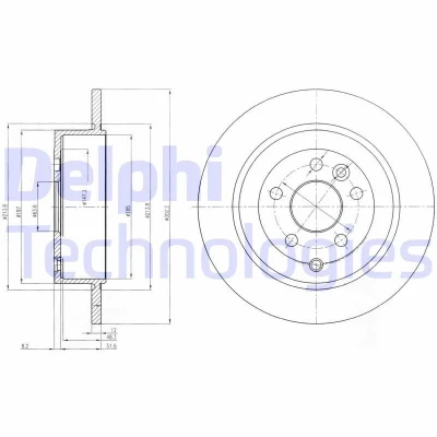 Immagine di DELPHI BG4124C Disco freno 302 12 5 pieno rivestito non trattato senza cuscinetto ruota, anello sensore ABS LAND ROVER: Freelander 2 SUV