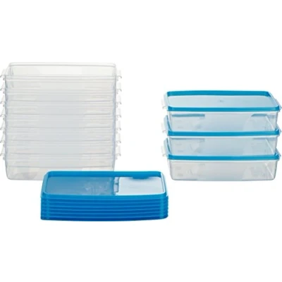 Immagine di MiraHome Contenitore per Alimenti Freezer 21x14x5,5 cm Blu qualità austriaca (1l Rettangolare Piso (10 Pz))