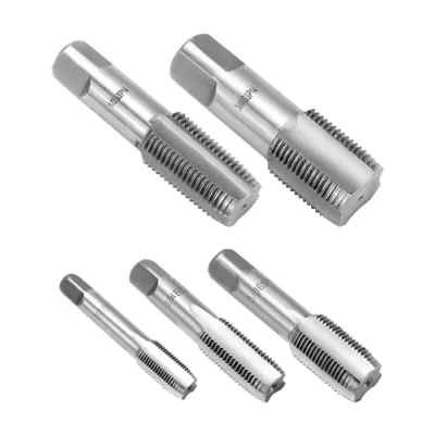 Immagine di QWORK® 5 pezzi Set di Maschi a Tubo in acciaio, BSP da 55 gradi, adatto per giunti tubi dell&#039;acqua, riparazioni auto e macchinari, G1/8 G1/4 G3/8 G1/2 G3/4