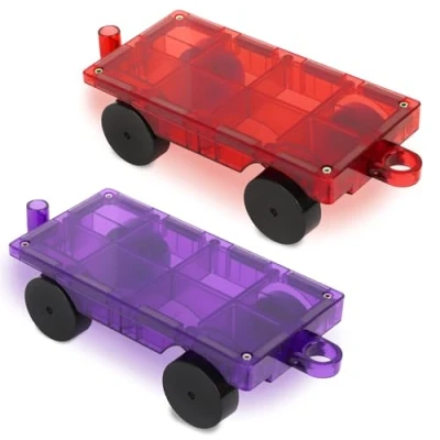 Immagine di Playmags Set Auto 2 Pezzi: più Forte Piastrelle Magnetica e Blocchi Super Resistente con dai Colori Vivaci Trasparenti STEM Giocattoli per i Bambini.