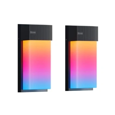 Immagine di Govee Applique da Esterno RGBIC, 1500LM Smart Lampada con 45 Modalità di Scena, IP65 Impermeabile, Effetti Luce fai te, Funziona Alexa, Google Assistant e Matter, 2 Pezzi