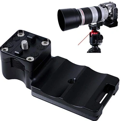 Immagine di iShoot Supporto di ricambio per treppiede Canon EF 100 400 mm f/4.5 5.6L IS II USM, la parte inferiore è piastra a sgancio rapido compatibile con morsetto testa sfera