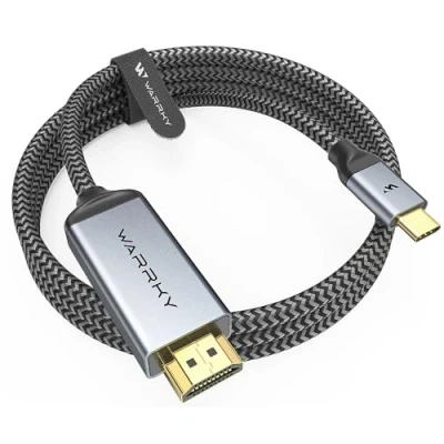 Immagine di WARRKY Cavo da USB C a HDMI 4K, [Spine Placcate in Oro] Compatibile con Thunderbolt 3/4, MacBook Pro/Air, iMac,iPad Pro/Air,Surface Pro/Go,Galaxy S23 3m