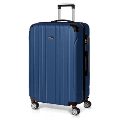 Immagine di Todeco Valigia Media 68cm, Trolley Rigido in ABS 4 Ruote Rigida e Leggero, Valigie 66L, 68x45x26cm, Blu scuro