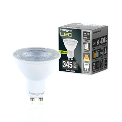 Immagine di Integral Lampadina LED GU10 5 PACK Caldo 2700 K, 400 lm, 3,6 W (equivalente a 50 W) dimmerabile, efficiente in energia e ideale per faretti bagni, cucine,