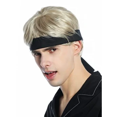 Immagine di WIG ME UP CW 037 KII220 Parrucca Fascia fronte Carnevale Corta Biondo Anni 80 Retrò Karate Fighter