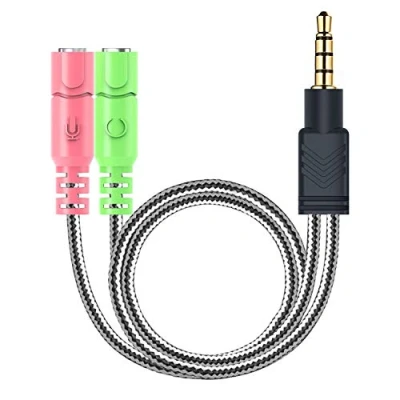 Immagine di MillSO cuffie Cavo Sdoppiatore Adattatore Audio Y Jack da 3,5mm (3,5mm maschio a 2x3,5mm femmina) per PC gioco (non due cuffie), PS4, Xbox One, Smartphone e Laptop 20cm