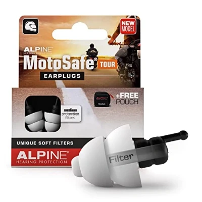 Immagine di Alpine MotoSafe Tour Tappi per orecchie da Gara ed Escursioni Previeni i danni alle quando guidi la moto Senti rumori della strada Comodi e riutilizzabili