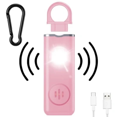 Immagine di mizikuu Allarme Personale, 130 Db Tascabile di Sicurezza Personale con Luce LED per autodifesa Portachiavi Ricaricabile Approvato Anziani, Bambini, Donne